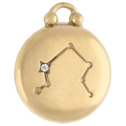 Colgante redondo reversible 17 mm signo zodiacal Libra - Acero inoxidable 304 Oro x1