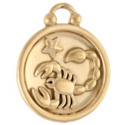 Colgante redondo reversible de 17 mm - Signo zodiacal Escorpio - Acero inoxidable dorado 304