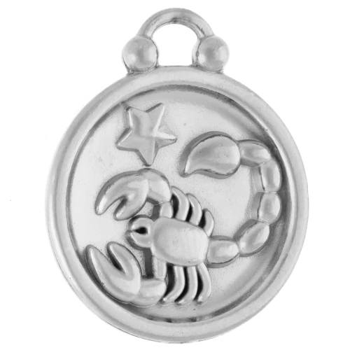Colgante redondo reversible 17 mm signo zodiacal Escorpio - acero inoxidable 304 x1