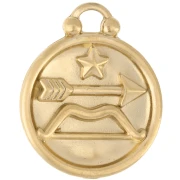Colgante redondo reversible 17 mm signo zodiacal Sagitario - Acero inoxidable 304, chapado en oro