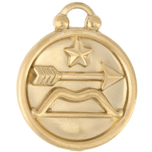 Colgante redondo reversible 17 mm signo zodiacal Sagitario - Acero inoxidable 304, chapado en oro