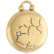 Colgante redondo reversible 17 mm signo zodiacal Sagitario - Acero inoxidable 304, chapado en oro