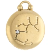 Colgante redondo reversible 17 mm signo zodiacal Sagitario - Acero inoxidable 304, chapado en oro
