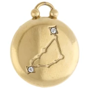 Colgante redondo reversible de 17 mm - Signo zodiacal Capricornio - Acero inoxidable dorado 304