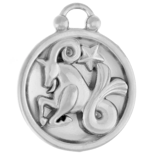 Colgante redondo reversible de 17 mm - signo zodiacal Capricornio - acero inoxidable 304 x1