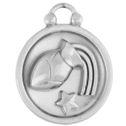 Colgante redondo reversible 17 mm signo zodiacal Acuario - acero inoxidable 304 x1