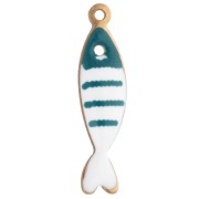 18.5x5 mm Charm Pez Rayado en Resina Epoxi - Acero Inoxidable Oro 304 - Petróleo x1