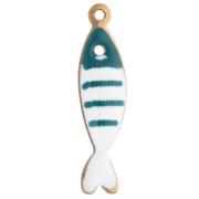 18.5x5 mm Charm Pez Rayado en Resina Epoxi - Acero Inoxidable Oro 304 - Petróleo x1