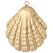 Colgante de concha 35,5x31 mm y resina epoxi - Acero inoxidable 304 Gold - Azul cielo