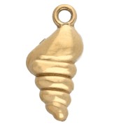 15x7 mm encanto concha con diamantes de imitación - 304 Oro de acero inoxidable - Cristal x1