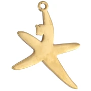 Colgante estrella de mar 22x19 mm strass y perla de imitación - Acero inoxidable 304 Gold