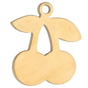 Charm de cereza 14x12,5 mm con resina epoxi - Acero inoxidable 304 Oro - Rojo x1