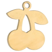 Charm de cereza 14x12,5 mm con resina epoxi - Acero inoxidable 304 Oro - Rojo x1