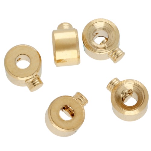 Cuentas redondas para aplastar de 3x2 mm - 2 en 1 - Dorado en oro fino x20