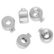 Cuentas redondas para aplastar de 3x2 mm - 2 en 1 - Chapado en plata fina envejecida x20