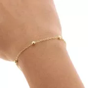 Cadena decorada bolas 1,7 y 3,5 mm - dorado x1m