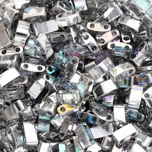 Miyuki Half Tila Beads 5x2.3x1.9 mm HTL-55017 - Cristal Plata Arco Iris x10g