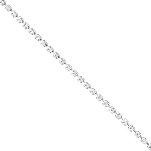 Cadena de latón con cristal tallado 3,20 mm - Plateado - Cristal x50cm