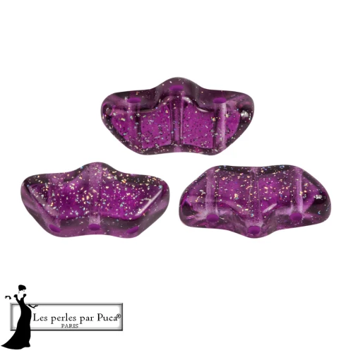 Delos® perlas de vidrio de Puca® 6x11 mm - Constelación Transparente Amatista x10g