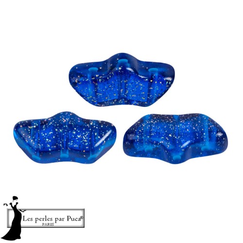 Delos® perlas de vidrio de Puca® 6x11 mm - Azul Constelación transparente x10g