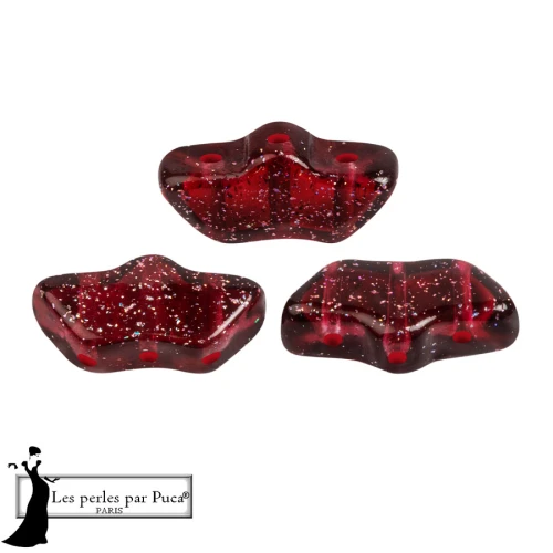 Delos® perlas de vidrio de Puca® 6x11 mm - Granate Constelación Transparente x10g