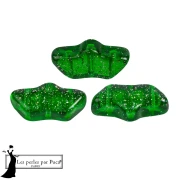 Delos® perlas de vidrio de Puca® 6x11 mm - Verde Constelación transparente x10g