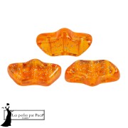 Delos® perlas de vidrio de Puca® 6x11 mm - Transparente Constelación Naranja x10g