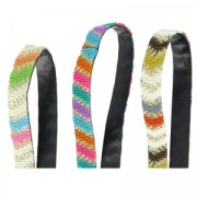 Cordón étnico con lentejuelas 12 mm Marrón/Naranja x1m