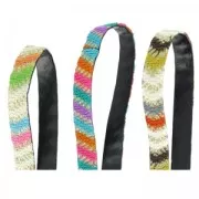 Cordón étnico con lentejuelas 12 mm Marrón/Naranja x1m