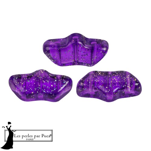 Delos® perlas de vidrio de Puca® 6x11 mm - Transparente Constelación Violeta x10g