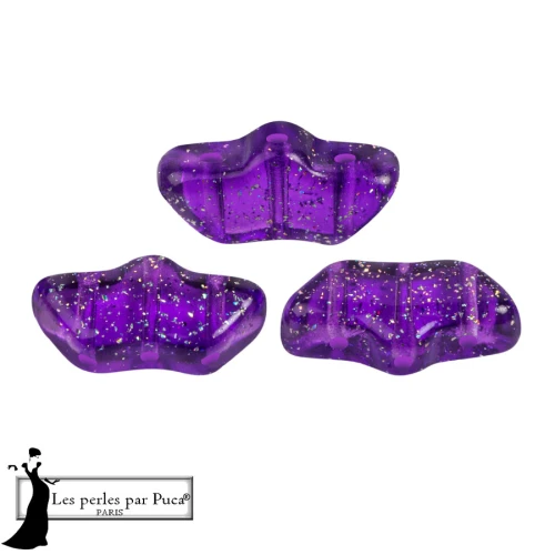Delos® perlas de vidrio de Puca® 6x11 mm - Transparente Constelación Violeta x10g