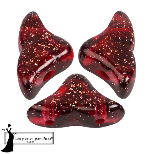 Cuentas de vidrio Helios® de Puca® 6x10 mm - Granate Constelación Transparente x10g