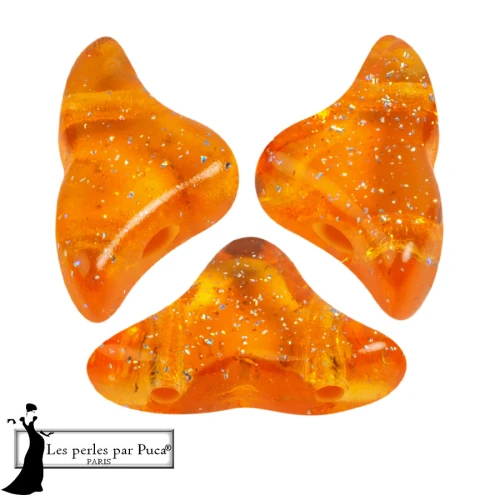 Cuentas de vidrio Helios® de Puca® 6x10 mm - Naranja Constelación Transparente x10g