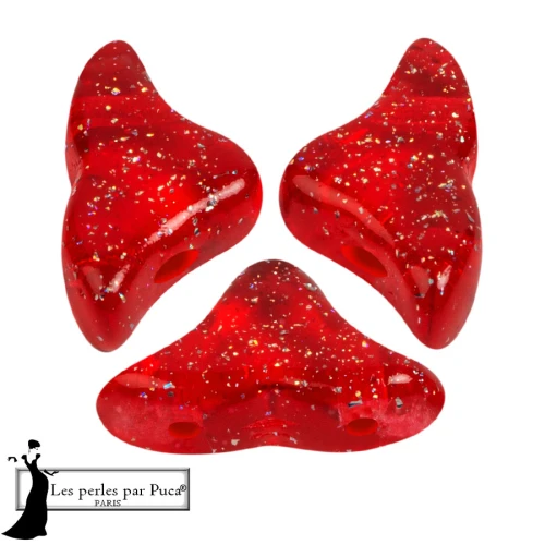 Cuentas de vidrio Helios® de Puca® 6x10 mm - Rojo Constelación Transparente x10g