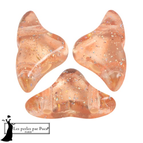 Cuentas de vidrio Helios® de Puca® 6x10 mm - Rosa Constelación Transparente x10g