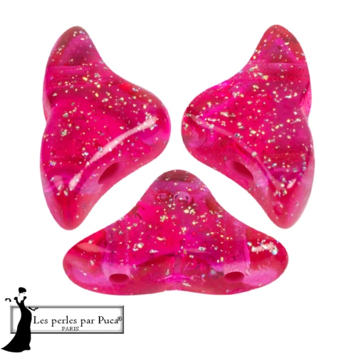 Cuentas de vidrio Helios® de Puca® 6x10mm - Tr Constelación Rosa Fucsia x10g