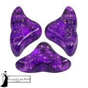 Cuentas de vidrio Helios® de Puca® 6x10 mm - Violeta Constelación Transparente x10g