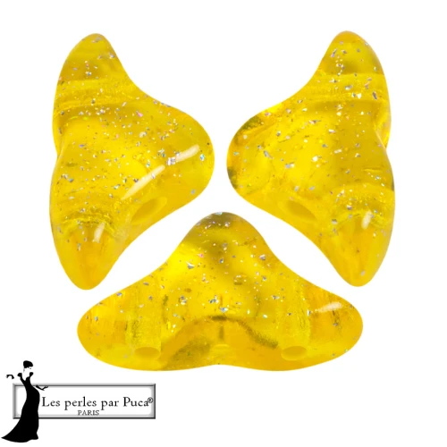 Cuentas de vidrio Helios® de Puca® 6x10 mm - Amarillo Constelación Transparente x10g