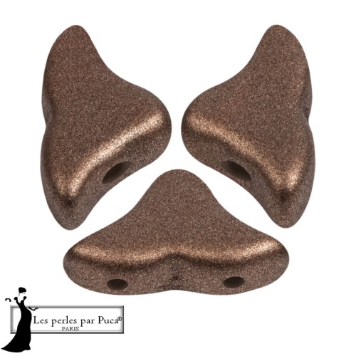 Cuentas de vidrio Helios® de Puca® 6x10 mm - Metal Shine Granate x10g