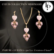 Cuenta de vidrio corazón 16x15 mm - Pink Mishmash x1