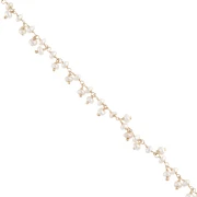 Cadena fantasía de 6,5 mm con perlas de agua dulce - chapado en oro de 3 micras x20cm