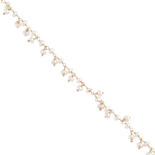 Cadena fantasía de 6,5 mm con perlas de agua dulce - chapado en oro de 3 micras x20cm