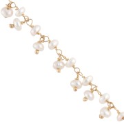 Cadena fantasía de 6,5 mm con perlas de agua dulce - chapado en oro de 3 micras x20cm