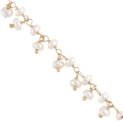 Cadena fantasía de 6,5 mm con perlas de agua dulce - chapado en oro de 3 micras x20cm