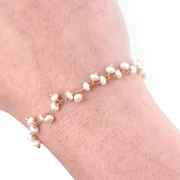 Cadena fantasía de 6,5 mm con perlas de agua dulce - chapado en oro de 3 micras x20cm