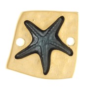 Entrepieza cuadrada irregular 16x17 mm estrella de mar - Dorado con oro fino - Azul x1