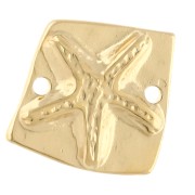 Entrepieza cuadrada irregular 16x17 mm estrella de mar - Dorado con oro fino - Azul x1