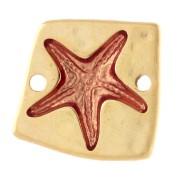 Estrella de Mar Cuadrada Irregular 16x17 mm Dorada en Oro Fino - Naranja x1