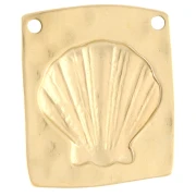Colgante, irregular 32x28 mm - concha - Dorado con oro fino x1
