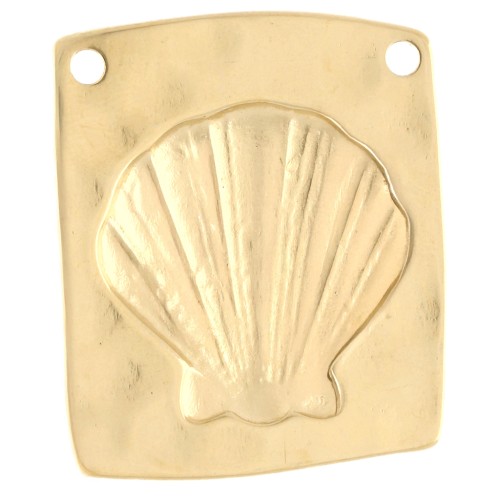 Colgante, irregular 32x28 mm - concha - Dorado con oro fino x1